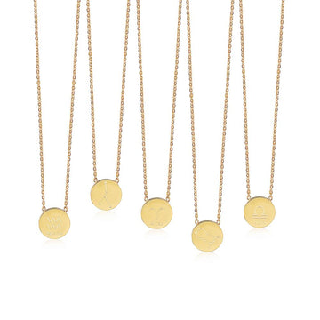 Glossy Gold Round Zodiac Necklace