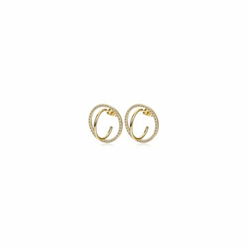 CZ Encrusted Coil-Link Earrings